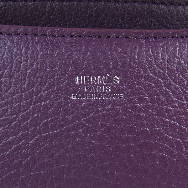 7A Hermes Constance Togo Leather Single Bag Purple Silver Hardware H020